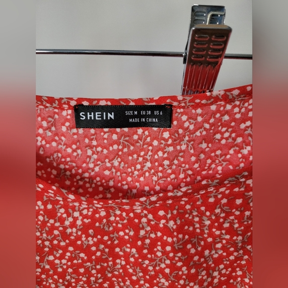 Red Floral Midi Dress - Picture 3 of 7